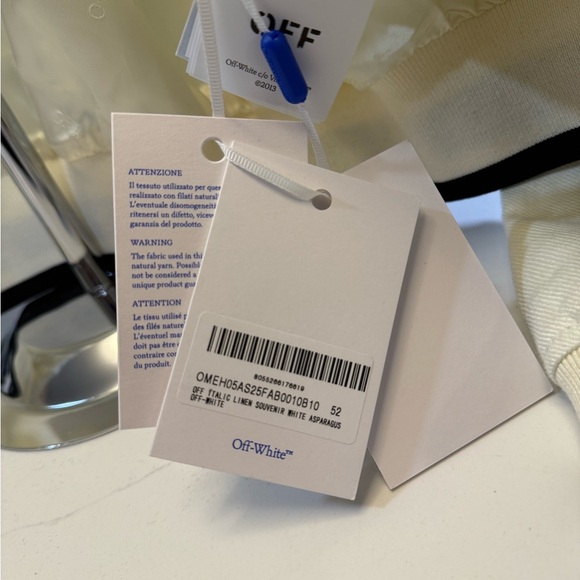 Off-White Italic linen Varsity Jacket - 52 - Brand New - Picture 7 of 14